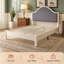 Solid Wood Platform Bed with Upholstered Headboard, Modern Design, No Box Spring Needed-1572118383-1572118378