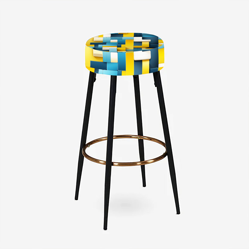 Ensemble de 2 tabourets de bar géométriques jaunes et bleus Harmony