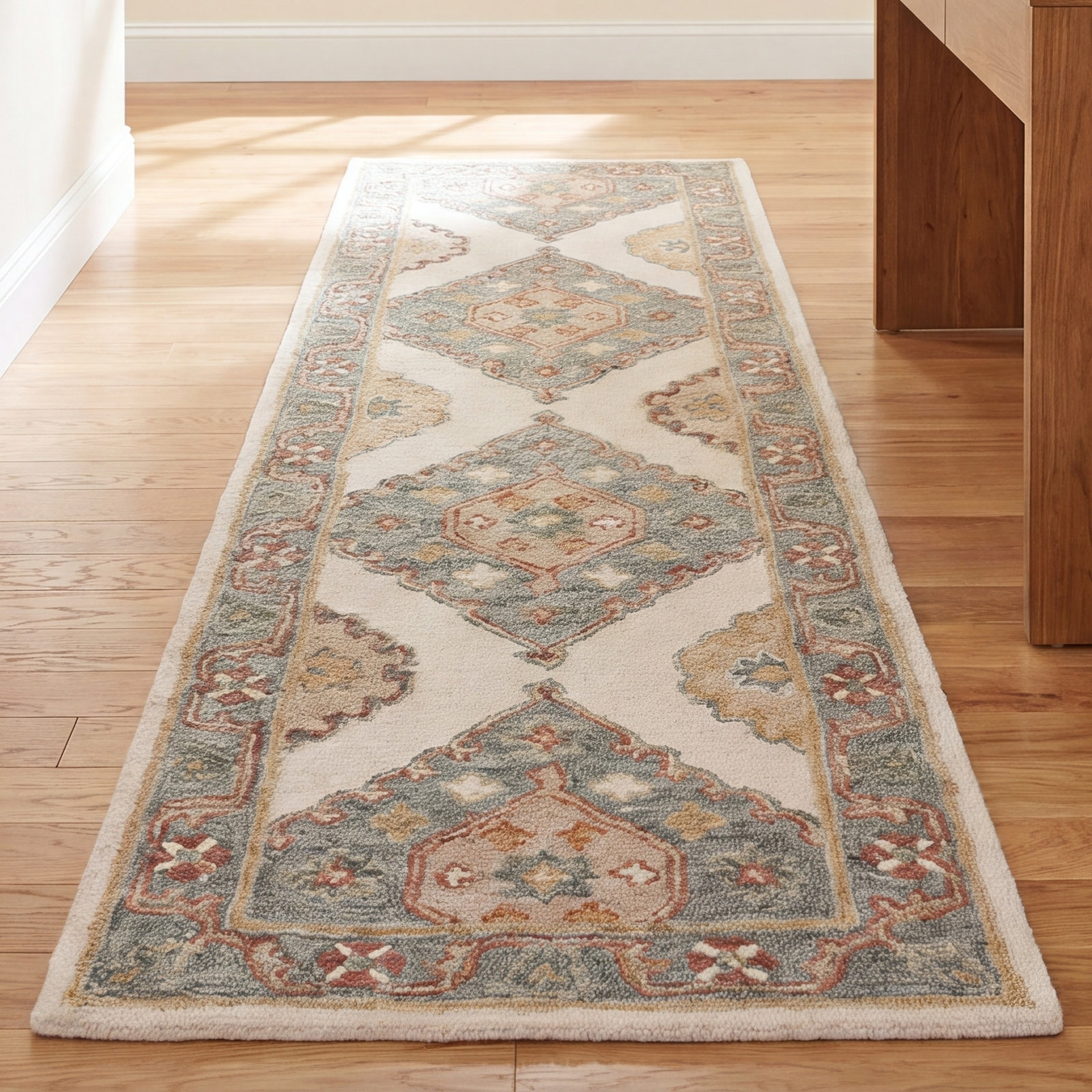 Gray Ivory Hand-Tufted Wool Rug, Runner 2'3" x 8'