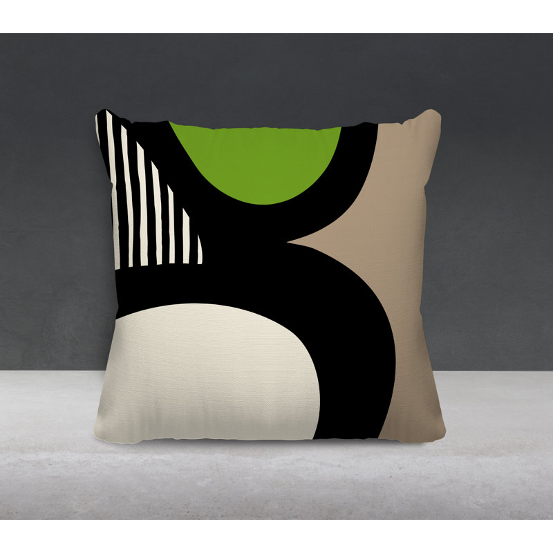 Lara Abstract Outdoor Reversible, 15" x 15", Chartreuse/Off White