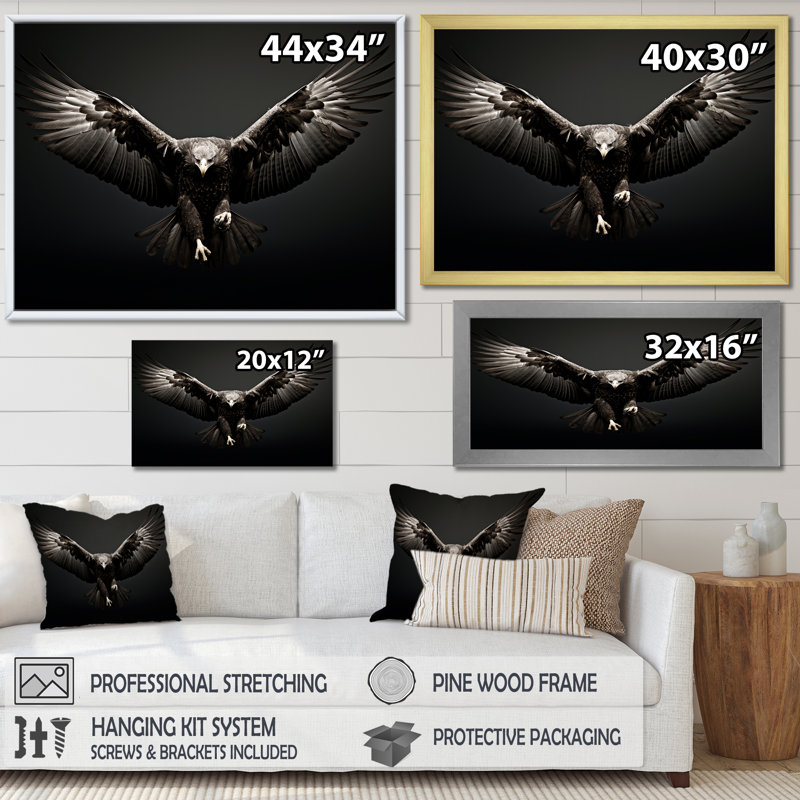 «Bold Eagle Power Hunter II», impressions encadrées, H 12 po x l 20 po x P 1 po, Cadre doré simple