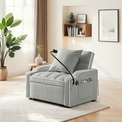 Canapé-lit 3-en-1, dossier réglable avec ports USB et Type-C