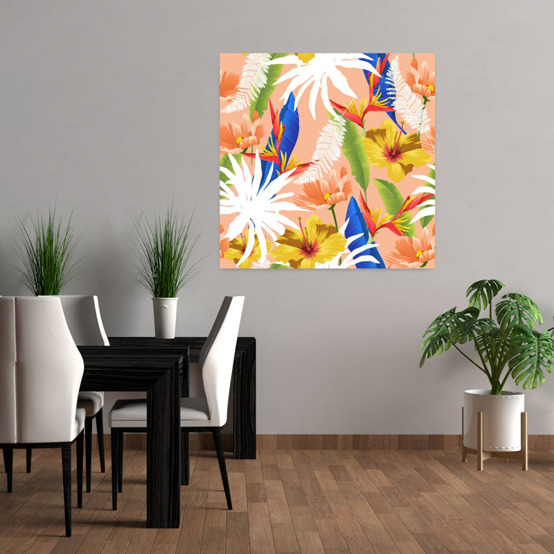 Art contemporain, palmier abstrait, art tropical, H 36 po x l 36 po