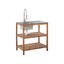 Outdoor Kitchen Island with Sink BRUCOLI Acacia Wood Brown