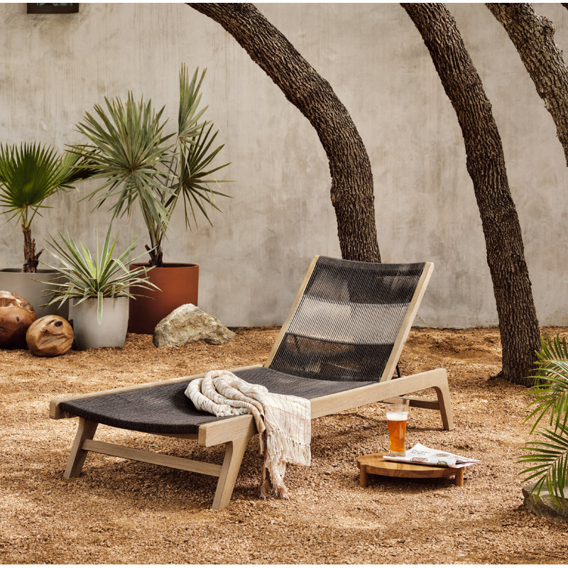 Julian Outdoor Teak Chaise Lounge, Washed Brown