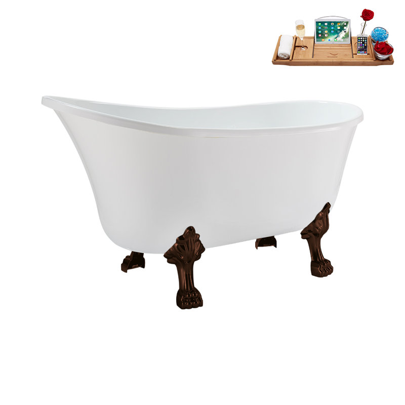 51.2'' x 25.6'' Soaking Acrylic Bathtub, Matte Oil Rubbed Bronze, Polished Chrome