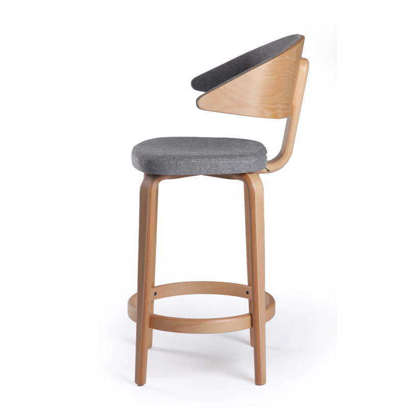 Fila Upholstered Stool with Solid Wood Frame, Natural