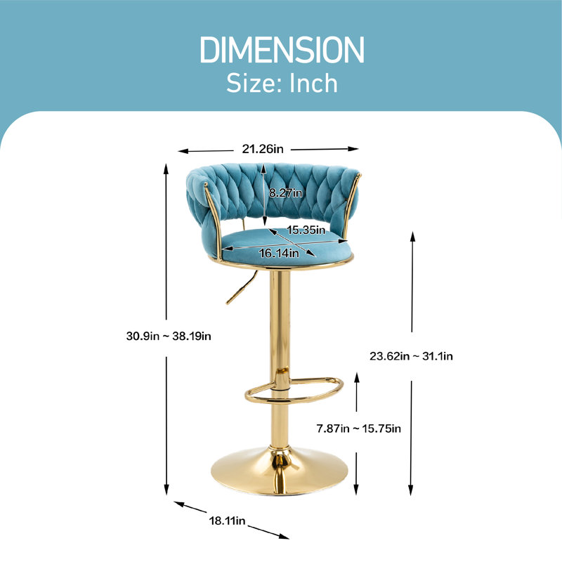 Tabouret à hauteur réglable Madeehah, Bleu