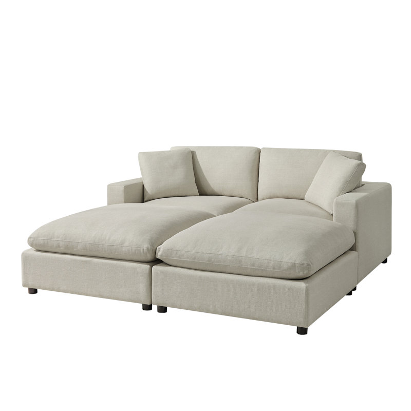 Vinessa 4-Piece Modular Down-Filled Sectional, Beige Polyester