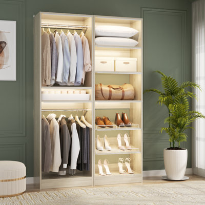Closet System with Shoe Racks & Hanging Rods