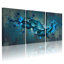 Abstrait bleu floral sur toile tendue, reproduction d'art sur toile, ensemble de 3