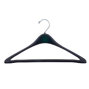 Plastic Hangers - Heavy Weight - Molded Non-Slip Shoulder w/Black Hook -  17 Black