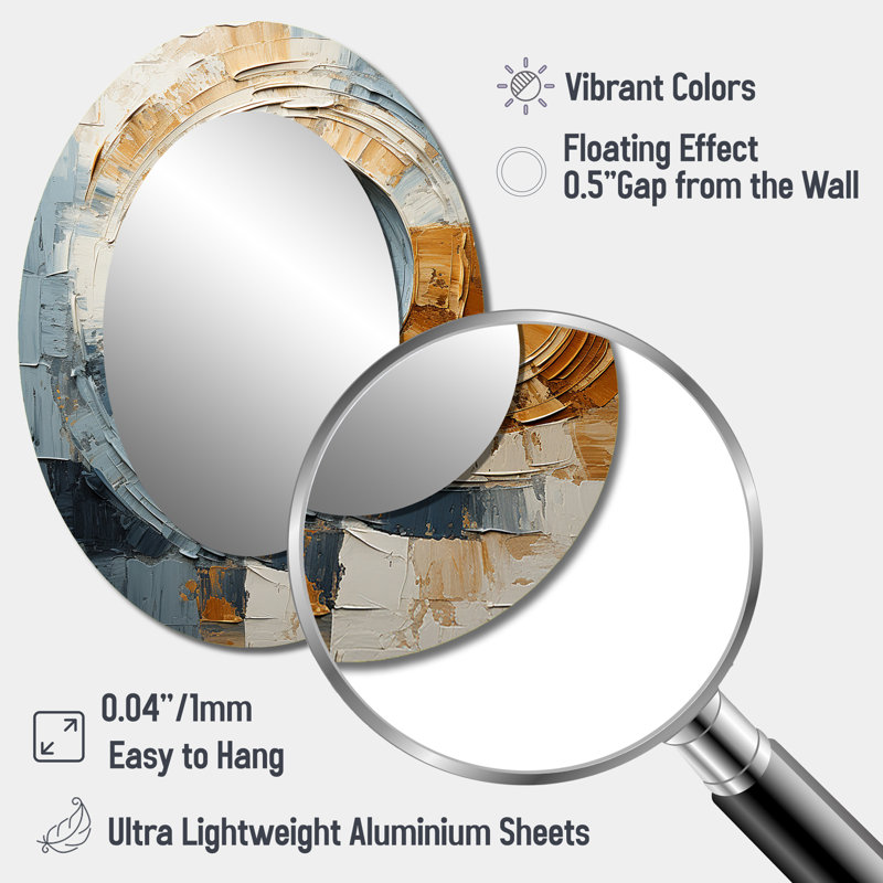 Miroir mural moderne bleu et or Timeless Turn Vortex, 40 po x 30 po