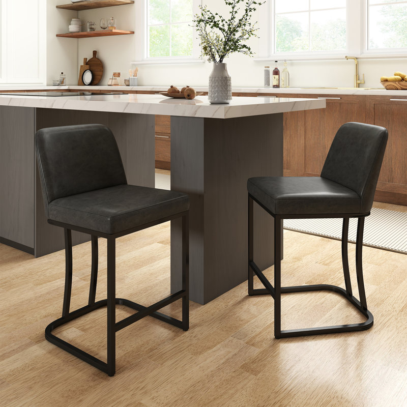 24" Upholstered Counter Stool, Charcoal