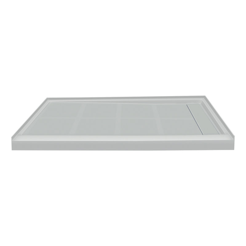 32 W 48 D Rectangular Base Shape Single Shower Base No Integrated Seat Included, Gray, Right Hand