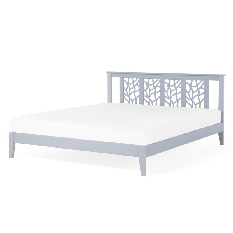 Solid Wood Bed, Grey, European Kingsize (160 x 200 cm)