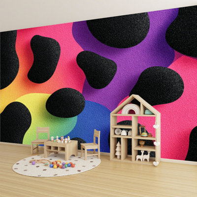 Papier peint adhésif pelez et collez Rainbow leopard