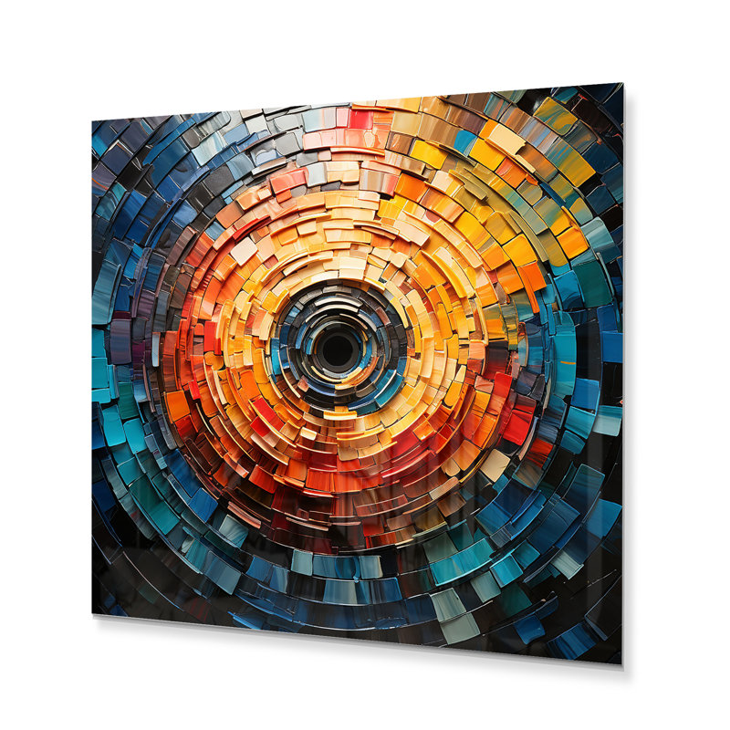 Coloré disque vinyle mosaïque III sur toile, H 36 po x l 36 po x P 1,5 po, Metal
