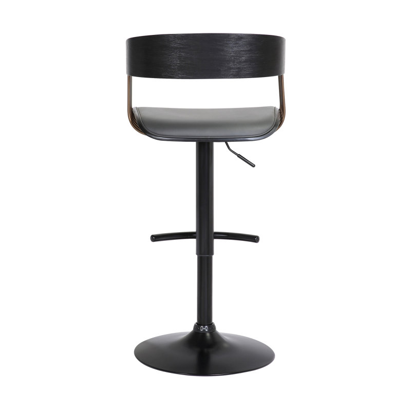 Tabouret de bar réglable en bois et similicuir gris Larisa