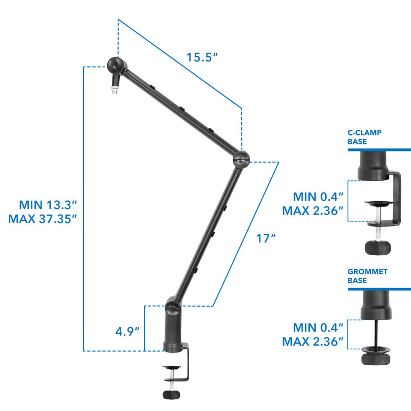 Mount-It Adjustable Microphone Boom Arm Suspension Scissor Stand For Studio and Gaming Microphones
