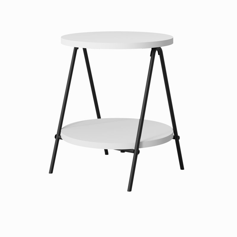 Ritzman Compact Side Table Round Top with Metal Legs, White