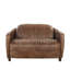 Causeuse industrielle en cuir fleur avec panneaux décoratifs en aluminium, revêtement capitonné et design moderne Mid-Century