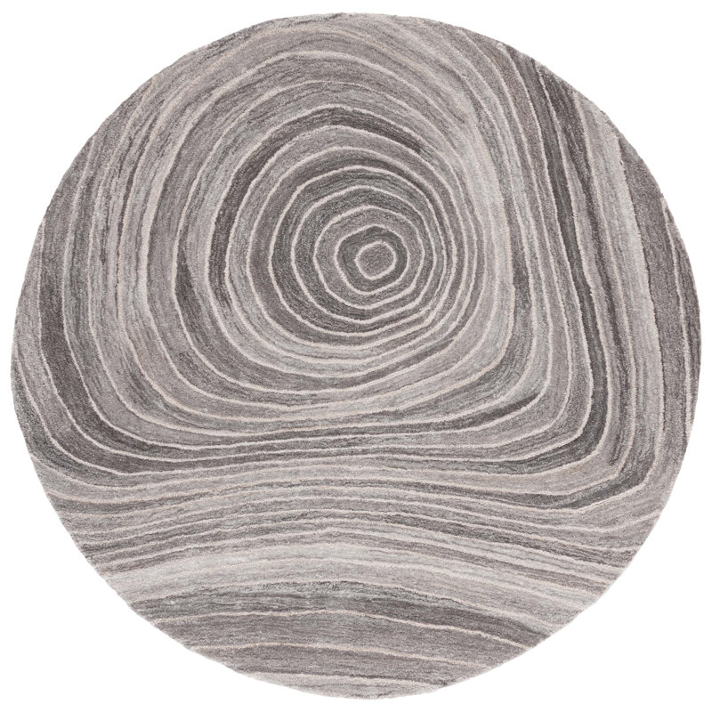 Jeaneen Hand Tufted Performance Abstract Rug, Round 6'