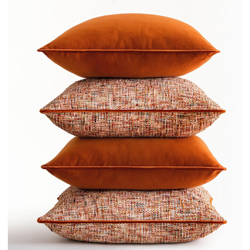 Ensemble de housses de coussins en chenille et velours, taies d'oreiller texturées décoratives double face avec passepoil de canapé