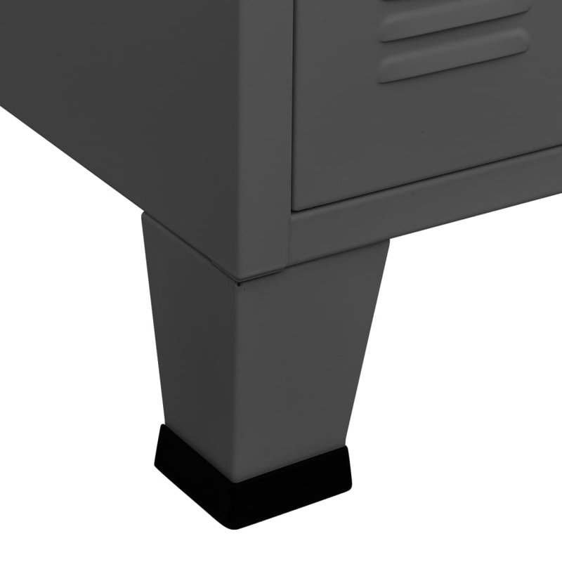 Anthracite Industrial Metal and Glass Sideboard with Air Vents