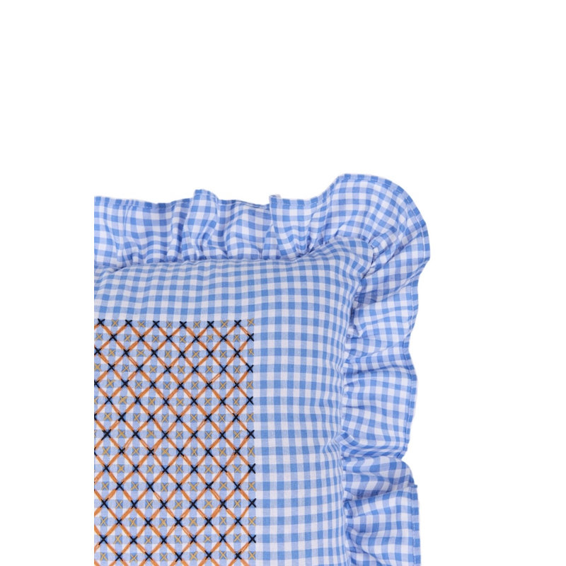 Coussin brodé bleu Vuelitos, Sky Blue