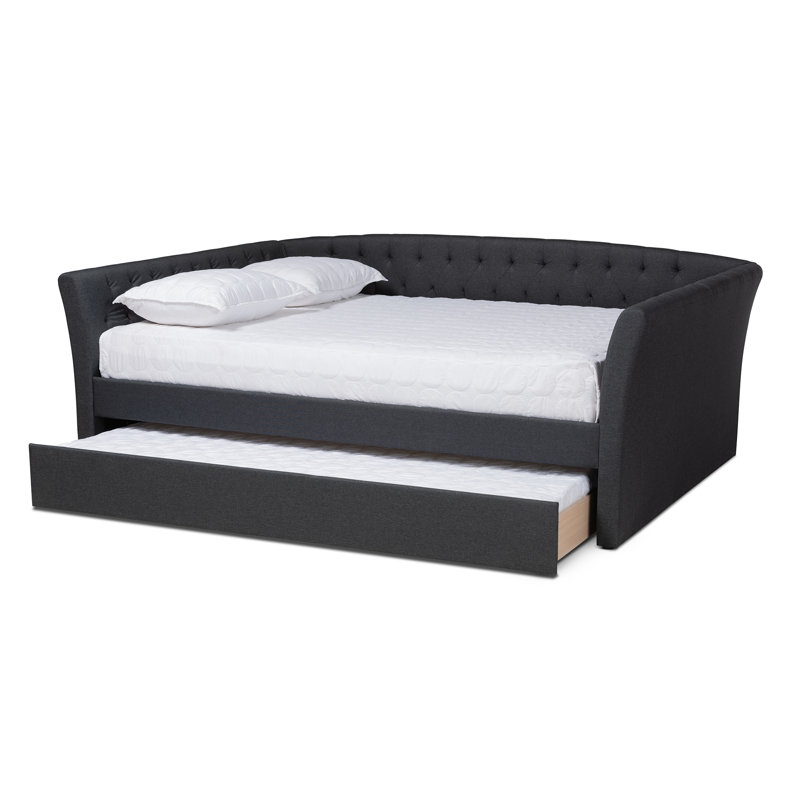 Lit de jour avec couchette Eppie, Lit double, Gris foncé