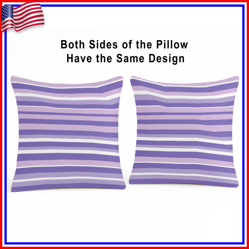 Coussin décoratif à rayures mauves, 18 po x 18 po