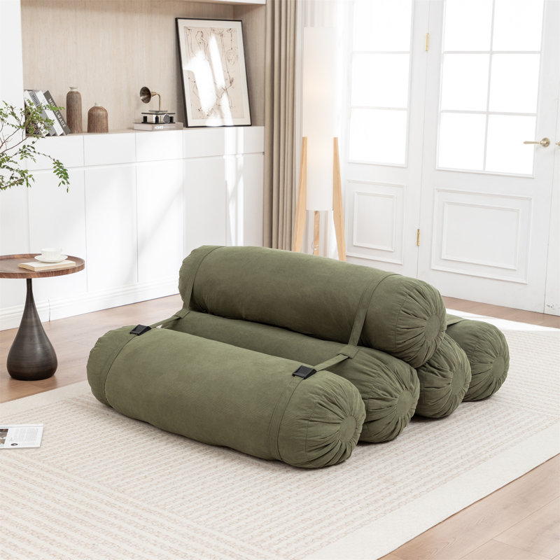 Adjustable Floor Sofa, Green Corduroy
