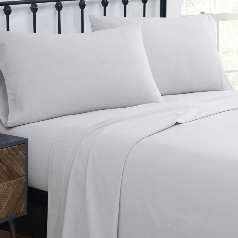 Ensemble de draps 100% flanelle Traditional, Ensemble de draps pour lit simple avec un drap-hou, Ivoire