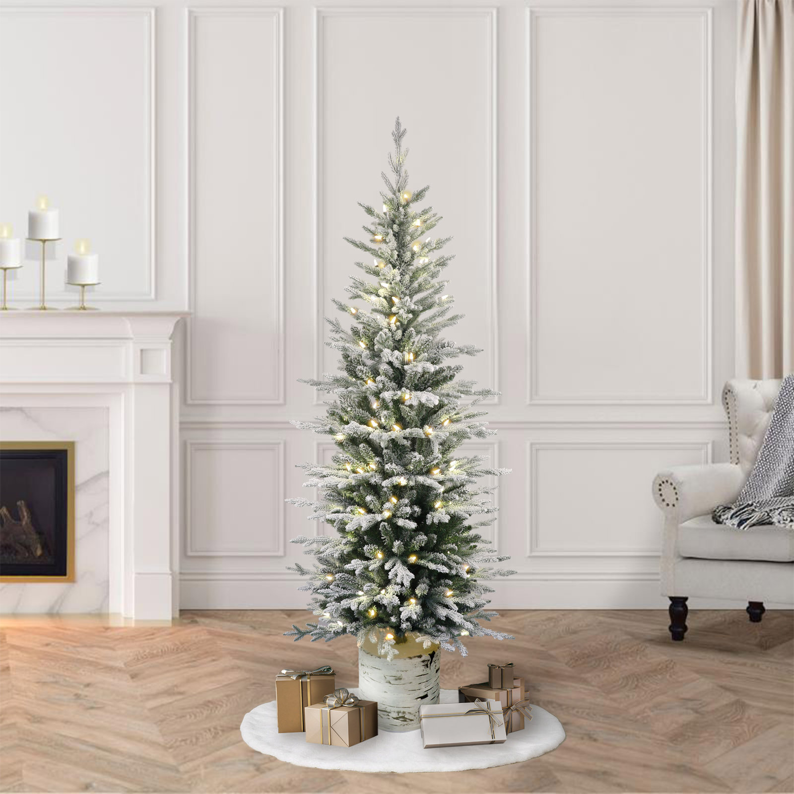 Lighted Artificial Fir Christmas Tree, 6' H