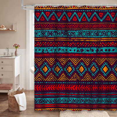 Rideau de douche rétro avec 12 crochets