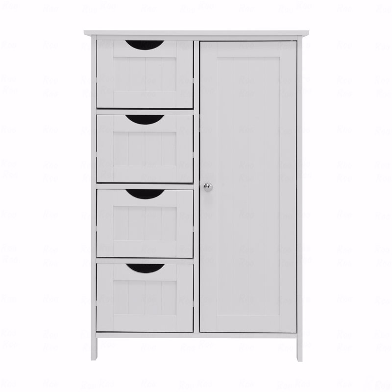 White Bathroom Storage Cabinet, Floor Cabinet With Adjustable Shelves And Drawers