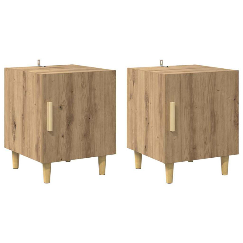 40cm W Manufactured Wood Bedside Table, Artisan Oak