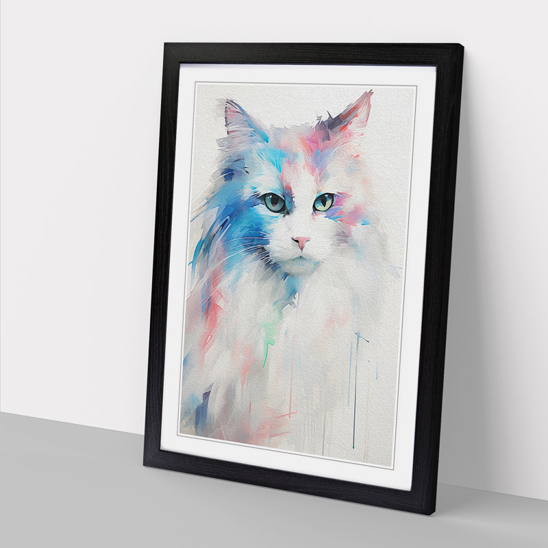 Ragdoll Cat Gestural No.2 - Framed Print, Black, 34cm H x 25cm W x 2cm D