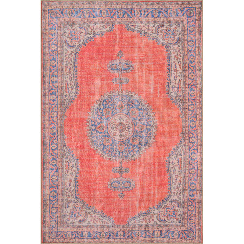 Washable Traditional Themed Colorful Decorative Area Rug, Rectangle 3'3" x 4'11" Rug Pad Included