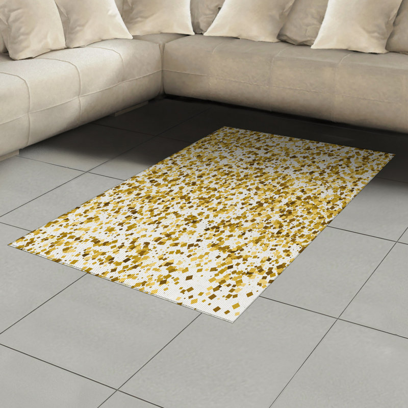 Abstract High Density Long Fiber Poly Threads Decorative Area Rug Carpet, Rectangle 4' x 5'8"