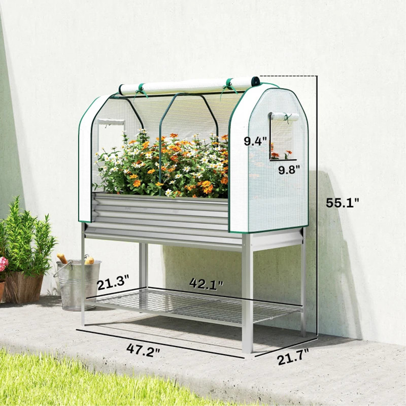 Spacious Raised Garden Bed,Flower Boxs,Outdoor Plant Boxs, Green