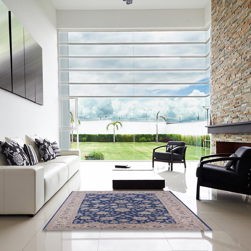 Tapis oriental beige / bleu Lucida, Carré 8 pi