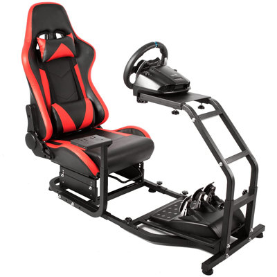 Anman Racing Simulator Cockpit Stand With Racing Seat, Wheel Shifter Pedal not included