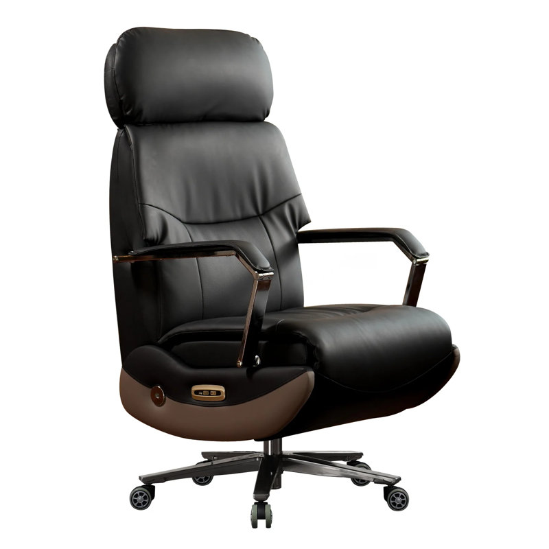 Kinnls Carlo Ergonomic Power Recliner Chair for Long Hours, Leather Electric Luxury Office & Home Desk Chair with Back Heating and Ventilation, 3-Speed Cooling (Black)