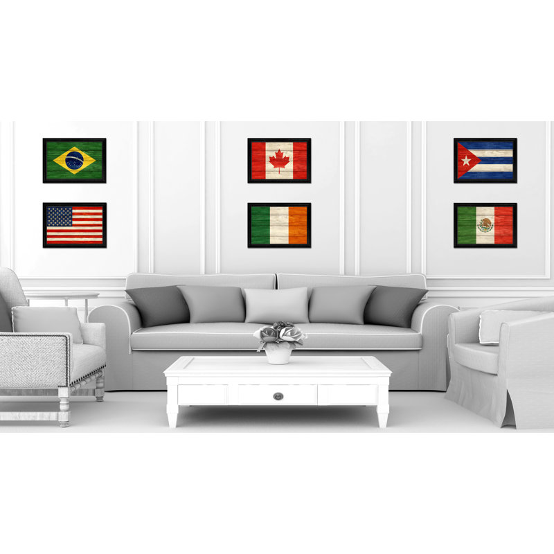 « ireland country flag », impression sur toile encadrée, H 15 po x l 21 po x P 1 po, Encadrement noir