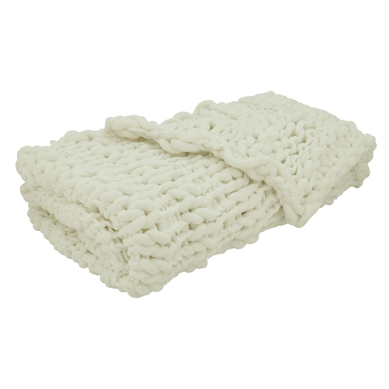 Sevan Collection Chunky Knit Throw Blanket, White