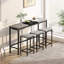 Table de salle à manger de cuisine moderne, table de pub, ensemble de table de salle à manger longue avec 3 tabourets, conception de tabouret suspendu pratique