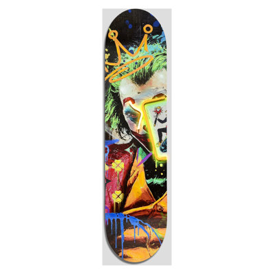 Art mural néon inspiré des jokers - planche à roulettes urbaine - 8 po x 31 po