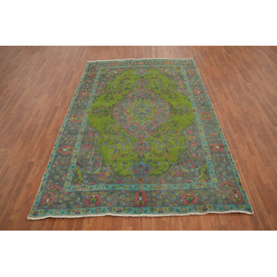 Green Wool Medallion Traditional Area Rug 6x10